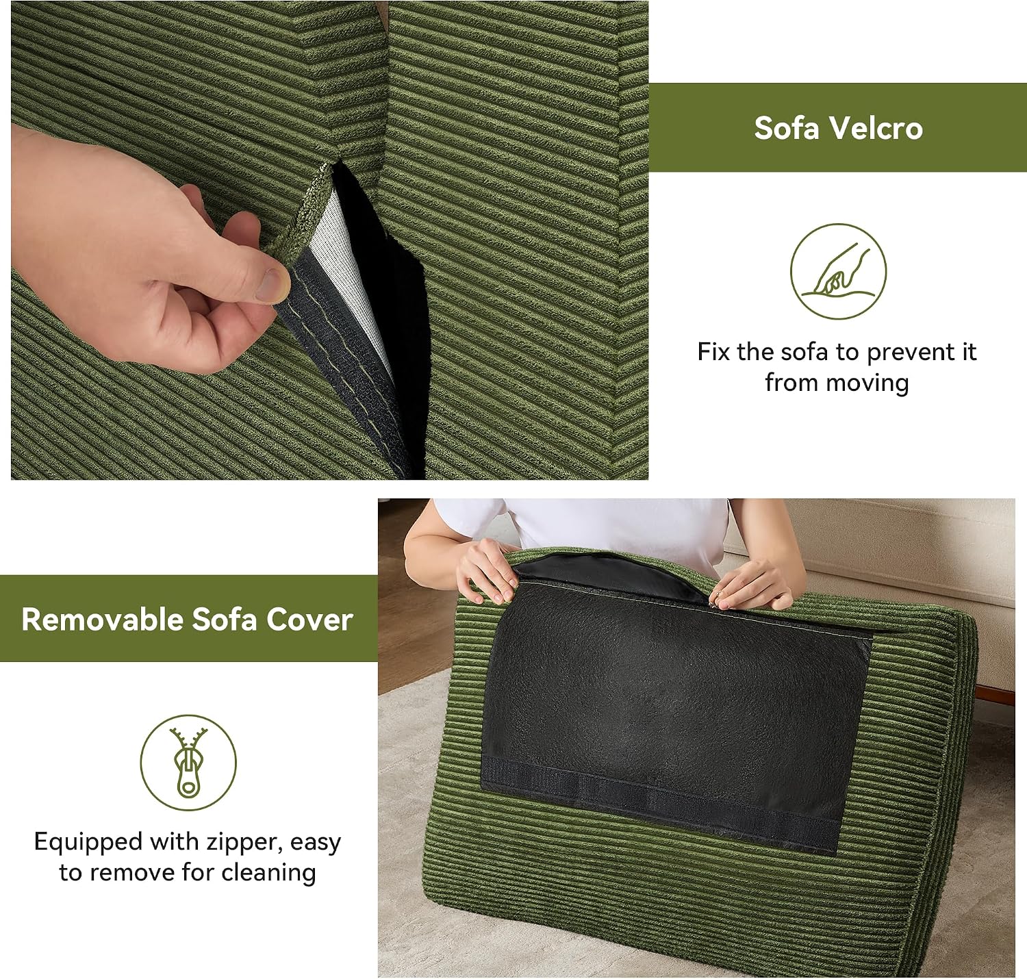 65.4' Loveseat Sofa,Comfy Green Corduroy Love Seat Couches for Living Room,Mid Century Modern Small Couch for Bedroom Office with Spring Cushion,Solid Wood Frame,Tool-Free Assembly
