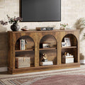 Tribesigns TV Consoles for Living Room, Television Stand for 55/60/65 Inch TV, Farmhouse Media Entertainment Center Stand with Storage Cabinets, Rustic Brown