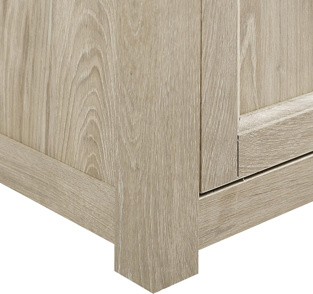 Crosley Furniture Camden Corner TV Stand for 65+ inch TVs, Entertainment Center with Storage Shelves, Frosted Oak