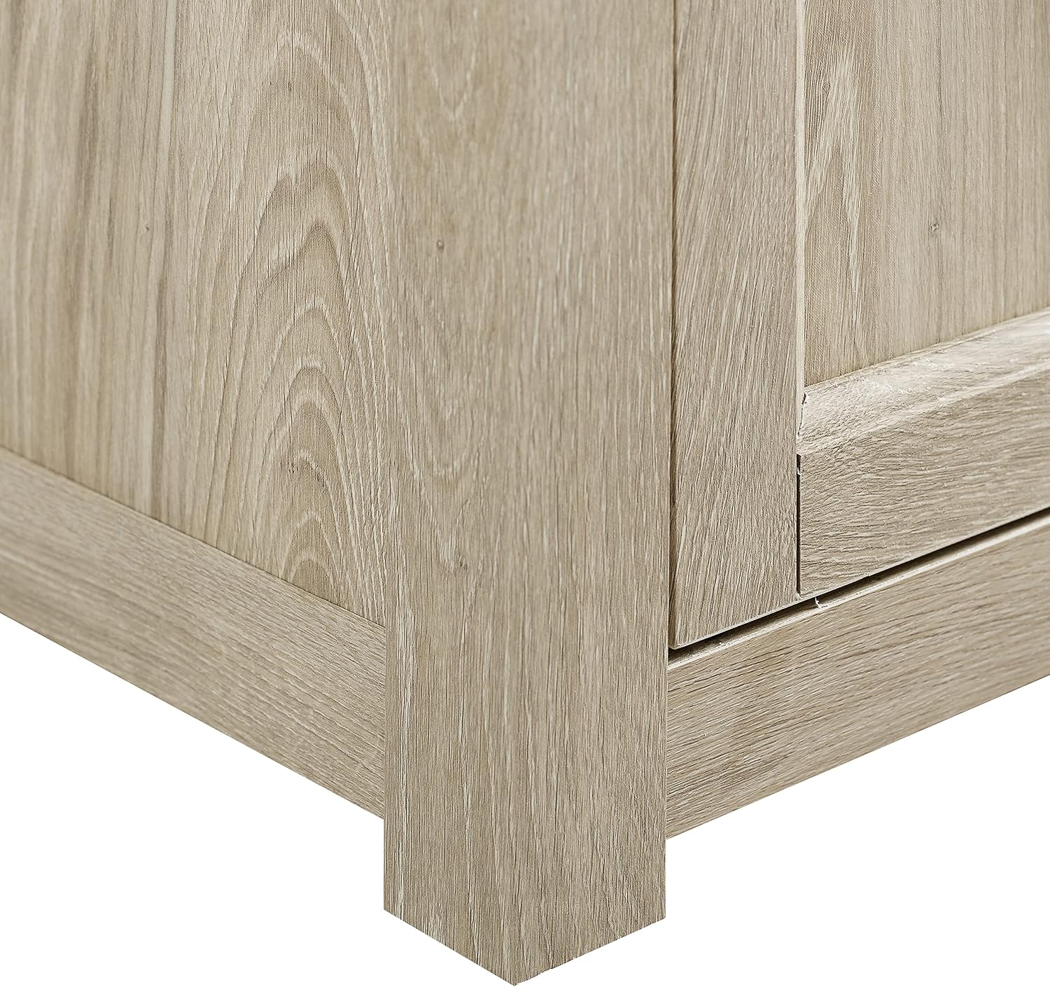 Crosley Furniture Camden Corner TV Stand for 65+ inch TVs, Entertainment Center with Storage Shelves, Frosted Oak