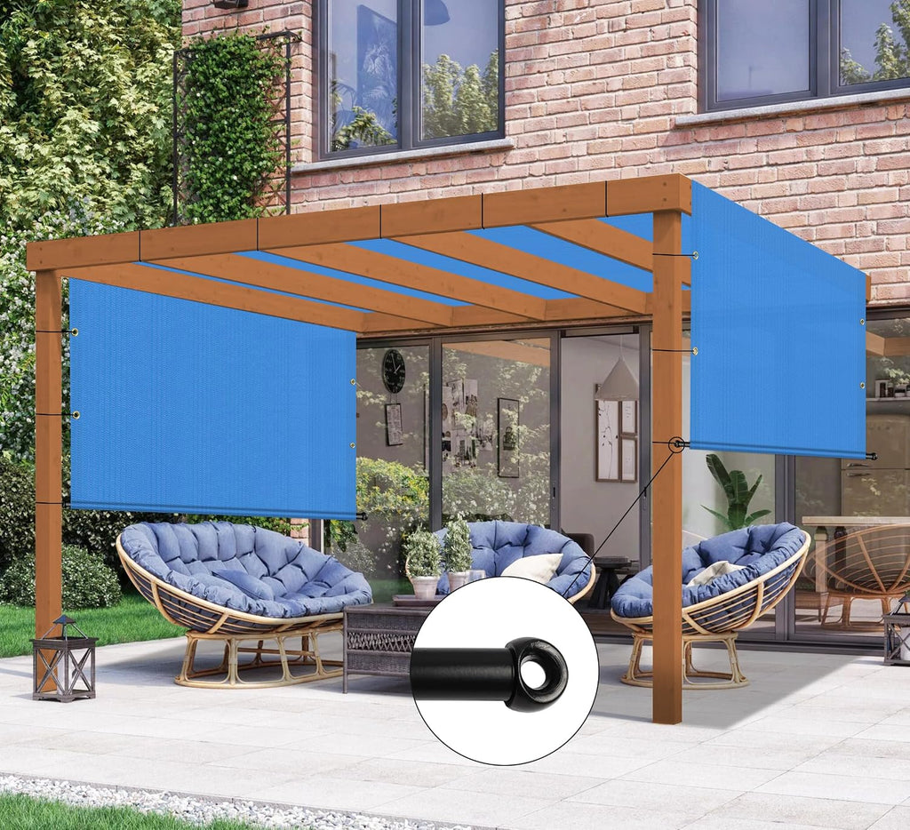 14' x 20' Universal Pergola Shade Cover Replacement Canopy with Grommets Weighted Rods Permeable for Outdoor Patio Porch Backyard Gazebo Blue