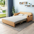 71'queen convertible sofa sleeper,grey cushion sectional sleeper with reversible chaise,wood couch bed 3 in 1 pull out sofa bed,log color sofa for livingroom,apartment,bedroom,office with storage