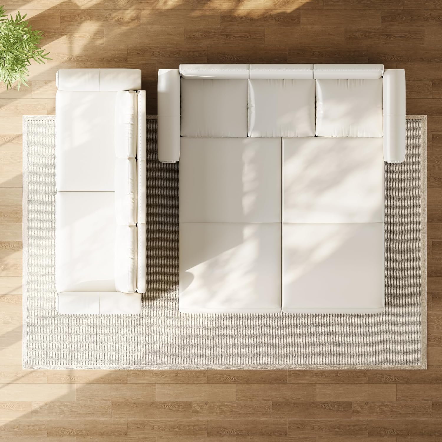 93.7' King Pull Out Sofa Bed, Faux Leather Sleeper Sofa Couch, 3 in 1 Convertible Futon Couches for Living Room, Small Space, Apartment, Office, Bedroom, Modern Rivet Armrest, Cream White