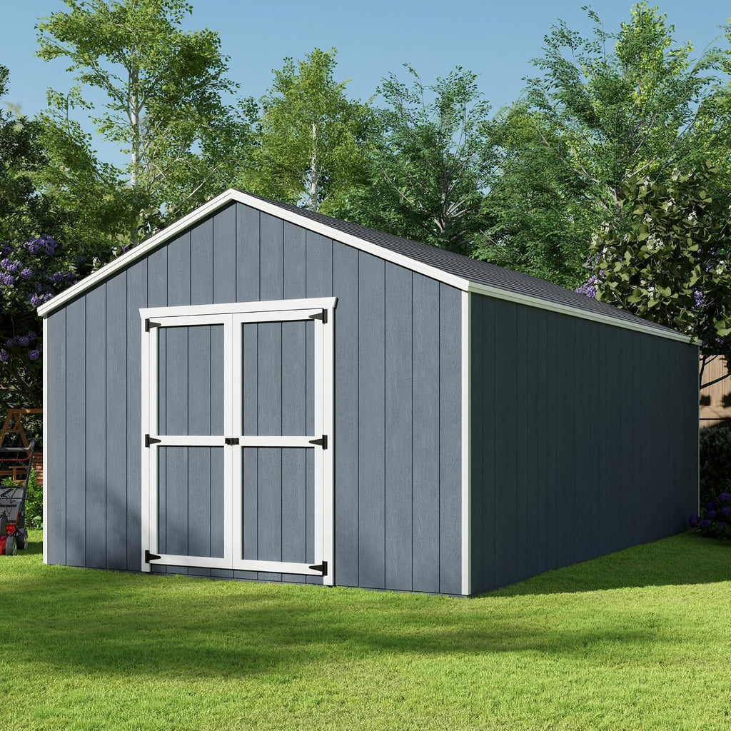 Little Cottage Co. 12x20 Value Gable Shed with Floor, Outdoor Wood Storage Do-It-Yourself Precut Kit