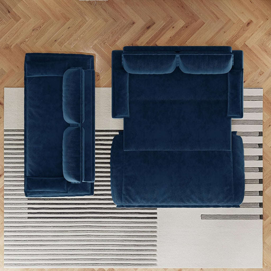 3 in 1 Convertible Queen Sleeper Sofa Bed Comfy Pull Out Futon Couch Bed 73.2' Modern Velvet Recliner Loveseat Sofa Multi-Functional Blue Cloud Couch for Living Room,Apartment,Office (Blue 73.2')