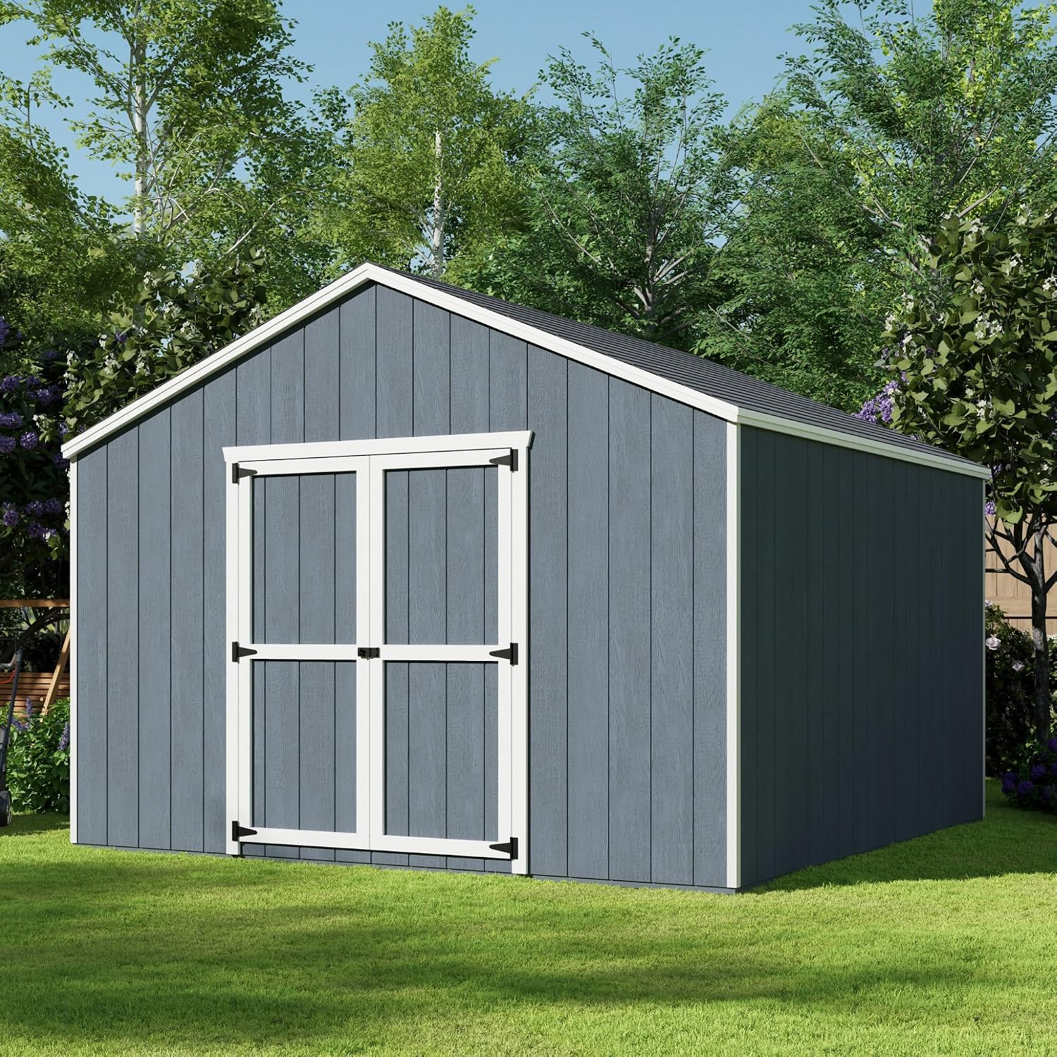 Little Cottage Co. 12x12 Value Gable Shed with Floor, Outdoor Wood Storage Do-It-Yourself Precut Kit
