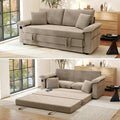 SUNWAVE 77' Sleeper Sofa Convertible Sofa Bed with USB Ports & Side Pockets, Chenille Loveseat Pull Out Couch with Full Size Sleeping Area, Folding Sofa Bed for Living Room & Small Spaces (Khaki)