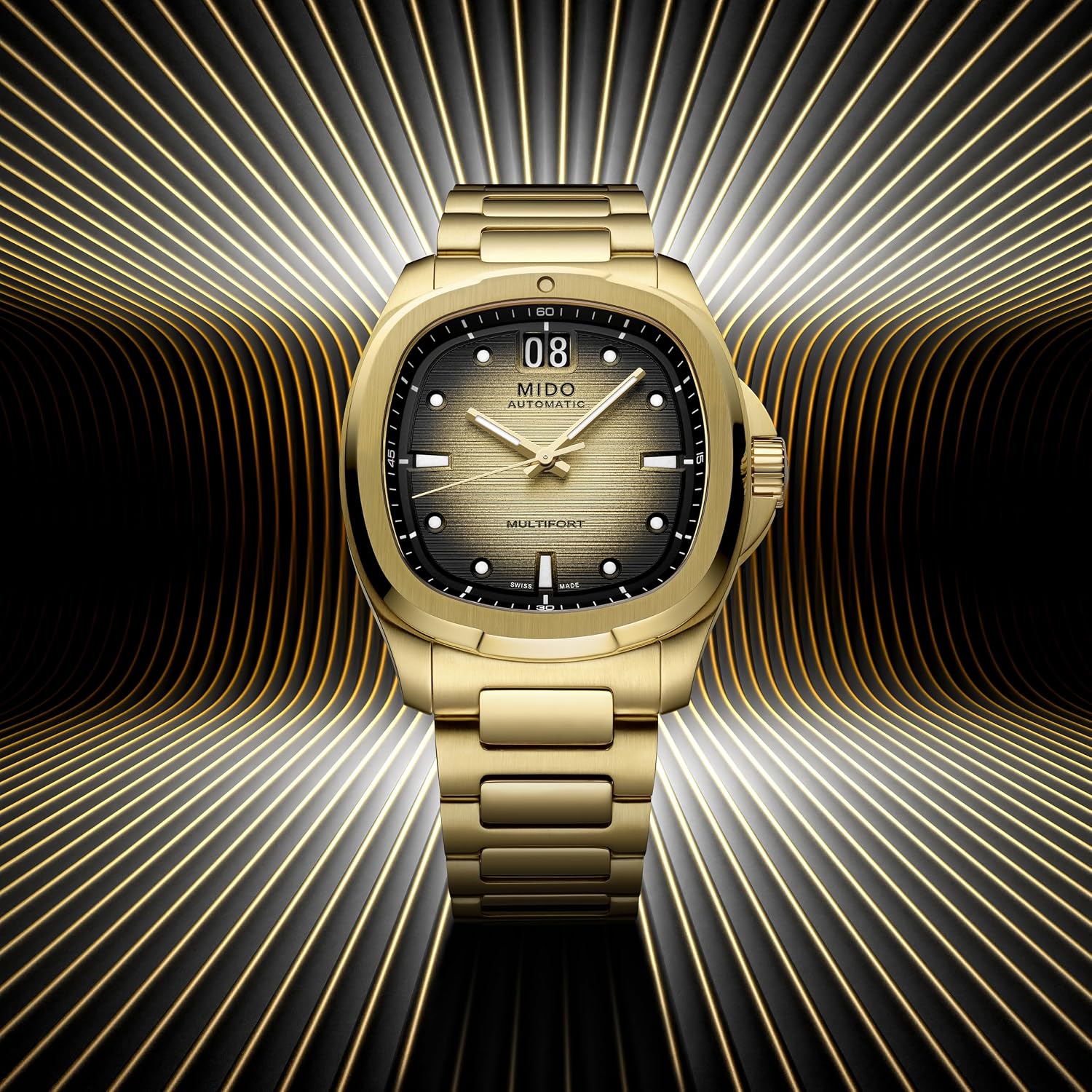 MIDO Multifort TV Big Date - Swiss Automatic Watch for Men - 40mm Case with Transparent Caseback