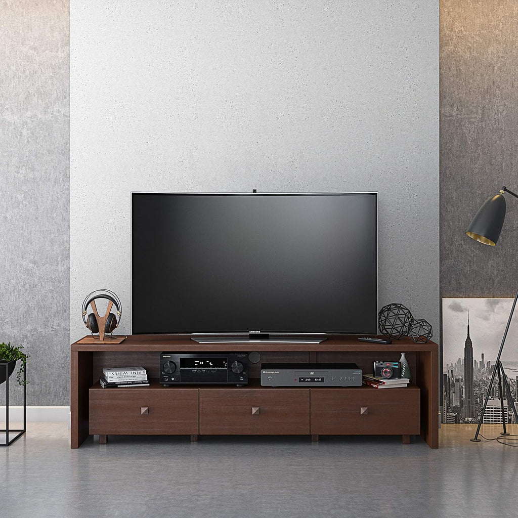 Elegant 80' TV Stand with Three Cabinets and Storage, Modern Entertainment Center with Cable Management Fits Screens up to 80' When Measured Diagonally