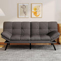 Convertible Futon Sofa Bed,Linen Futon Couch with Detachable Cushion,Adjustable Backrest & Armrest,Modern Small Loveseat Sleeper Recliner for Living Room,Office,Apartment,Dark Grey