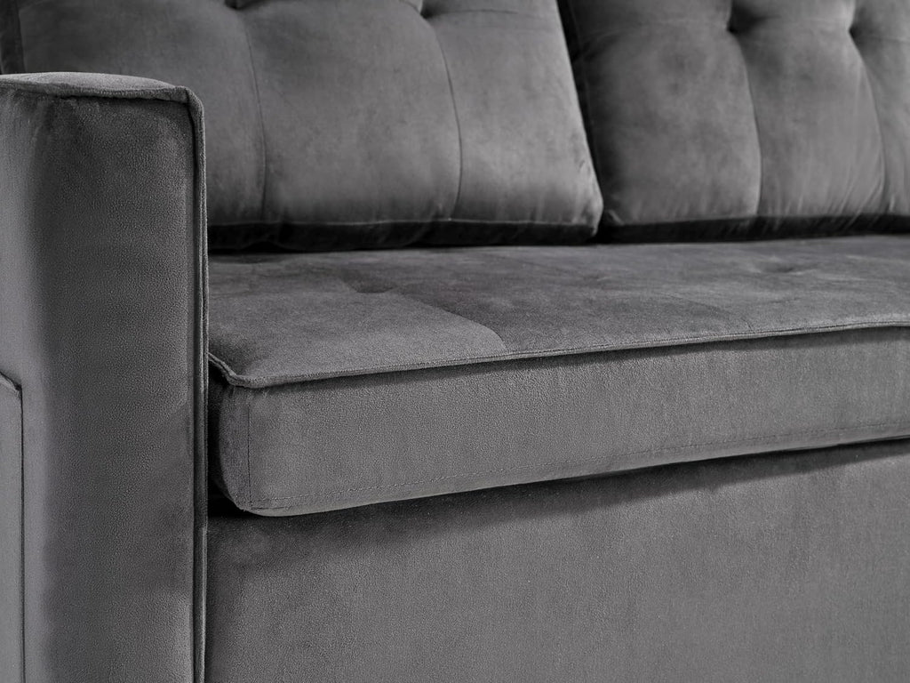 Sofa Bed, Pull Out Couch with Side Pockets, 3 in 1 Velvet Fabric Loveseat Sleeper Sofa Bed, Pull Out Couch with Adjustable Backrest for Living Room, Bedroom, Apartment, Gray, 53 Inch