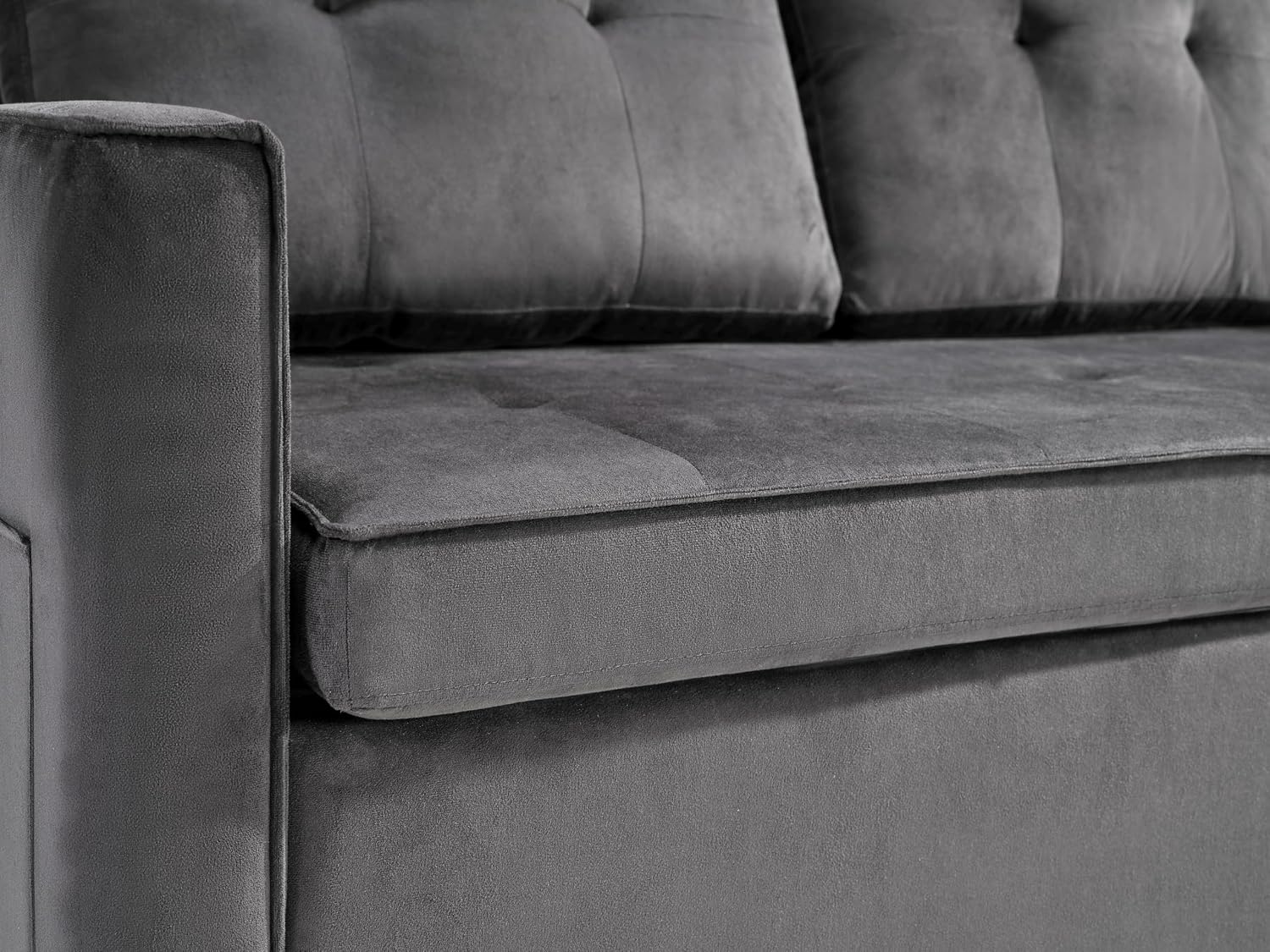 Sofa Bed, Pull Out Couch with Side Pockets, 3 in 1 Velvet Fabric Loveseat Sleeper Sofa Bed, Pull Out Couch with Adjustable Backrest for Living Room, Bedroom, Apartment, Gray, 53 Inch