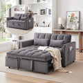 Oversized 3-in-1 Convertible Sleeper Sofa Bed, Futon Couch with Pullout Bed, 2-Seater Loveseat Sofa w/Pockets, Adjustable Backrest and Pillows for Living Room Apartment (55INCH-Dark Gray)
