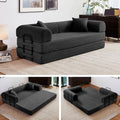 79' Convertible Sofa Bed, 5-in-1 Corduroy Boneless Couch Bed Sofa Pull Out, Memory Foam Couch, No Assembly Futon Couches for Living Room (Black)