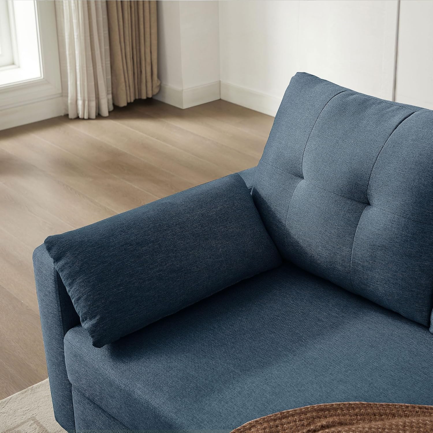 101' Convertible Sectional Sofa, Modern Linen Fabric U-Shaped Couch with 2 Storage Ottomans and Storage Pocket, 4 Seat Sofa Couches for Living Room, Apartment, Office, Blue