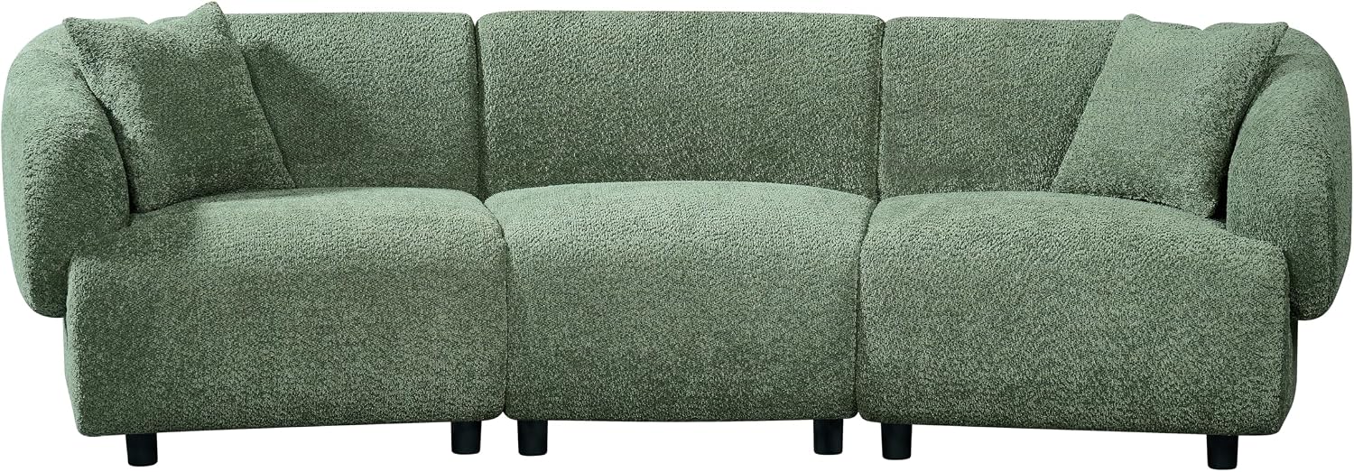 Christopher Knight Home Obito Boucle Upholstered 3-Seater Sofa, Modern Home Sofa Living Room, Wooden Large Upholstered Sofa Couch for Apartment/Home Office, Olive Green