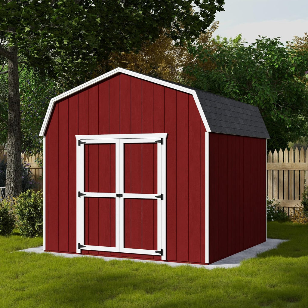 Little Cottage Co. 10x10 Value Gambrel Barn with 6 ft. Sidewalls with Floor, Outdoor Wood Storage Shed Do-It-Yourself Precut Kit
