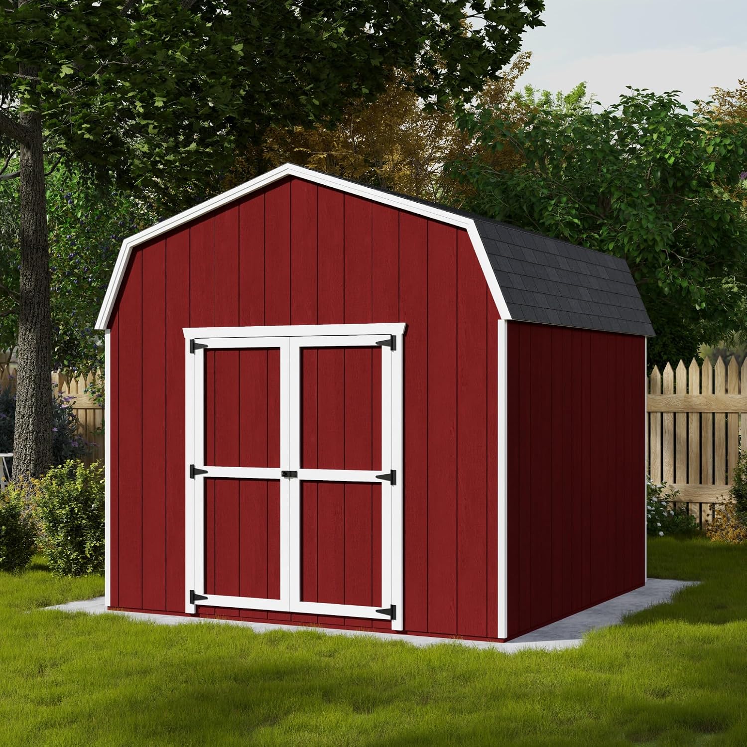 Little Cottage Co. 10x10 Value Gambrel Barn with 6 ft. Sidewalls with Floor, Outdoor Wood Storage Shed Do-It-Yourself Precut Kit