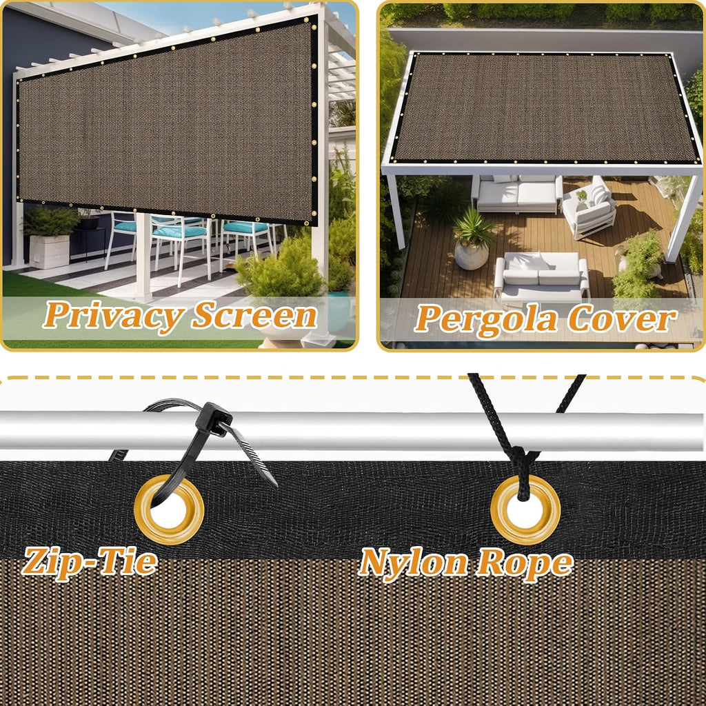 Shade&Beyond Customized Size 14' X 20' Shade Cloth with Grommets, 90% UV Protection UV Protection Mesh Tarp Sun Screens for Patio GN04, Mocha
