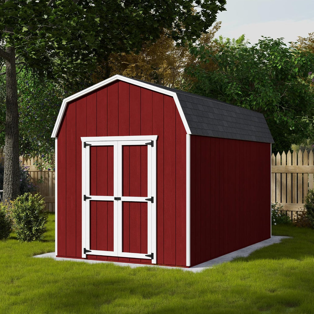 Little Cottage Co. 8x14 Value Gambrel Barn with 6 ft. Sidewalls with Floor, Outdoor Wood Storage Shed Do-It-Yourself Precut Kit