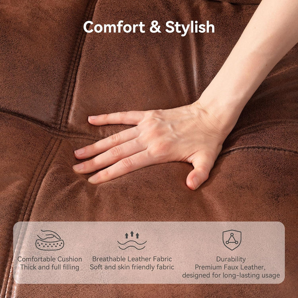Convertible Futon Sofa Bed,71' Modern Premium Faux Leather Futon Couch with Adjustable Backrest&Armrest,Small Loveseat Sleeper Sofa,Dorm Futonsofa for Apartment,Living Room,Whisky Brown