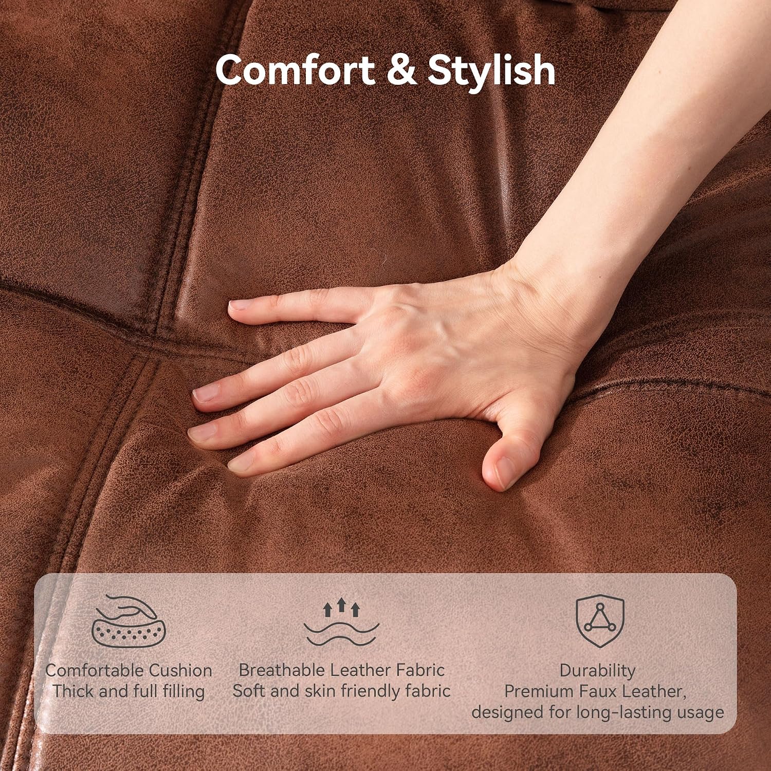 Convertible Futon Sofa Bed,71' Modern Premium Faux Leather Futon Couch with Adjustable Backrest&Armrest,Small Loveseat Sleeper Sofa,Dorm Futonsofa for Apartment,Living Room,Whisky Brown