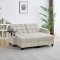 70.9' Chaise Lounge Chair Indoor, Oversized Boucle Upholstered Sofa Bed, Adjustable Backrest Deep Seat Reading Chair, Sofas Couches for Living Room with Storage, Cup Holders and 360° Swivel Side Table