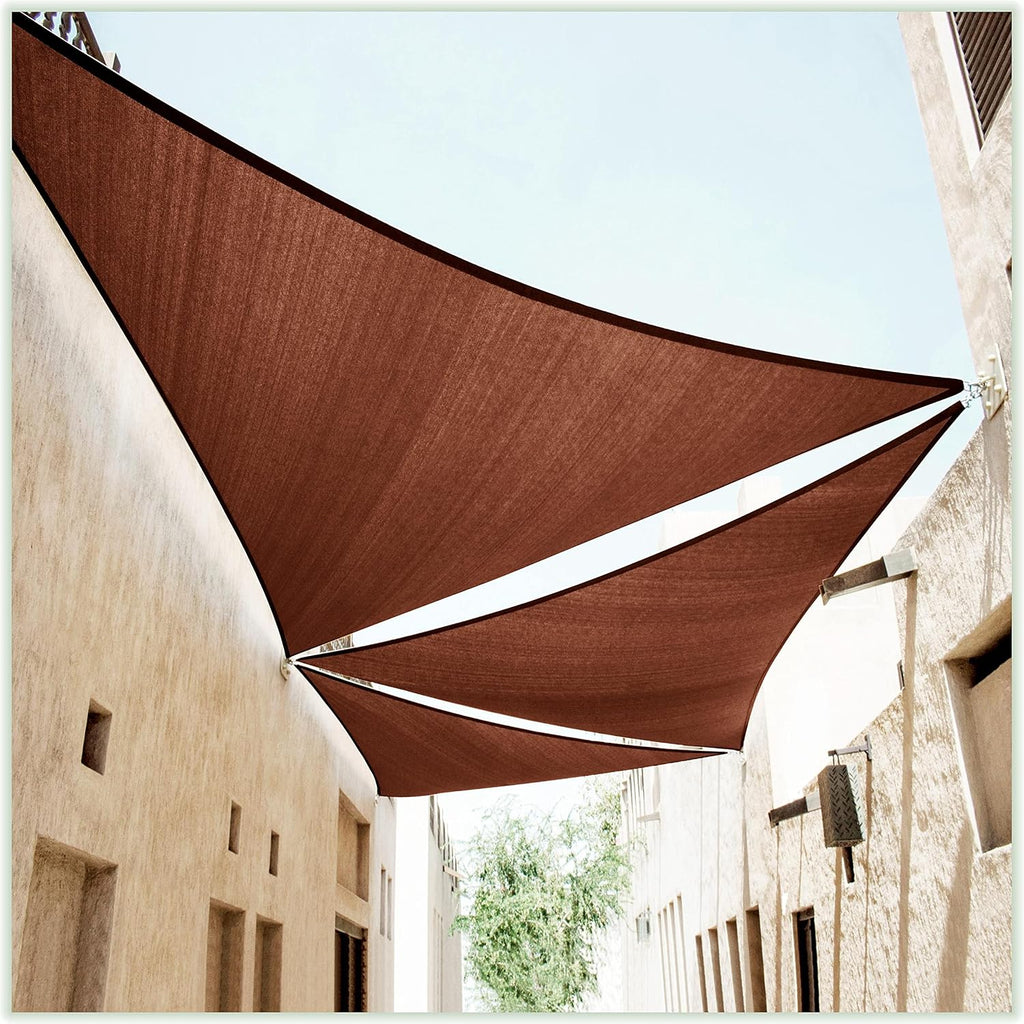 ColourTree CTAPRT18 Order to Make Custom Size 14' x 20' x 24.4' Brown Right Triangle Sun Shade Sail Canopy Mesh Fabric UV Block UPF50 - Commercial Heavy Duty - 190 GSM - 3 Years Warranty