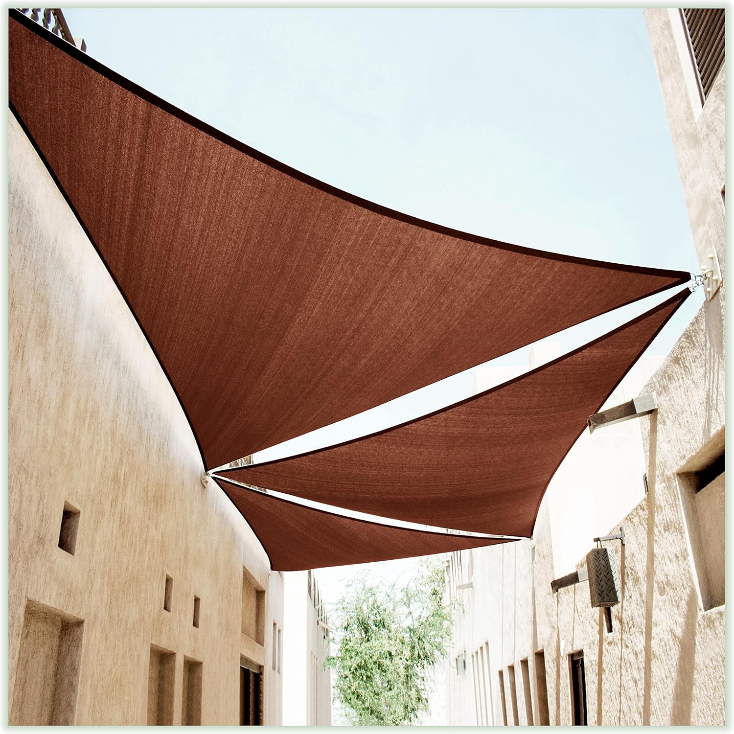 ColourTree CTAPRT18 Order to Make Custom Size 14' x 20' x 24.4' Brown Right Triangle Sun Shade Sail Canopy Mesh Fabric UV Block UPF50 - Commercial Heavy Duty - 190 GSM - 3 Years Warranty