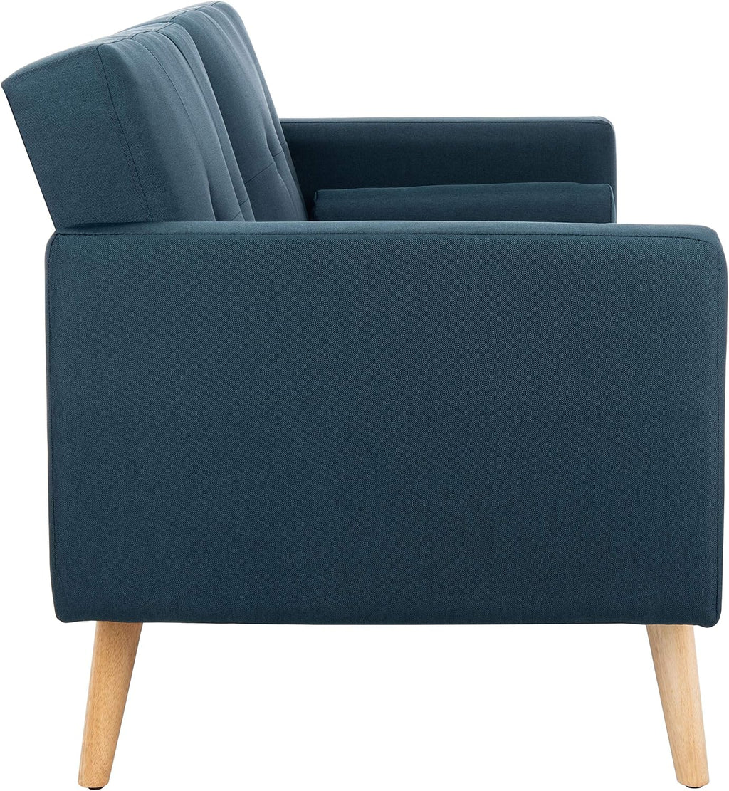 Safavieh Home Murray Modern Navy and Natural Foldable Futon Sofa Bed