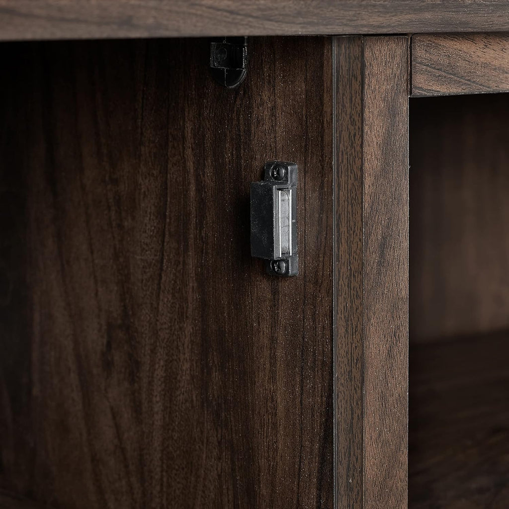 Crosley Furniture Camden Corner TV Stand for 65+ inch TVs, Entertainment Center with Storage Shelves, Dark Walnut