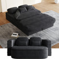 Convertible Folding Futon Sofa Bed, 2-in-1 Corduroy Love seat Sleeper Sofa with Functional Blanket, Foldable Full Size Guest Couch Bed with 4 Soft Pillows for Living Room (Black)