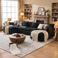 Eafurn 141' Oversized Modular Sectional Sofa Convertible U Shaped Couch for Living Room - 6 Seater Chenille Couches Set with Ottomans and Waist Pillows for Living Room Apartment