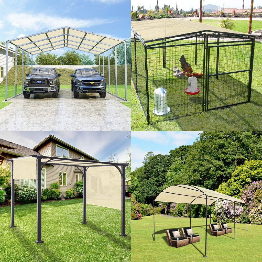 Windscreen4less 12' x 16' Sun Shade Sail Straight Edge Sun Shade Canopy Cover Outdoor with Grommets D-Ring UV Block for Pergola Backyard Patio (Beige)
