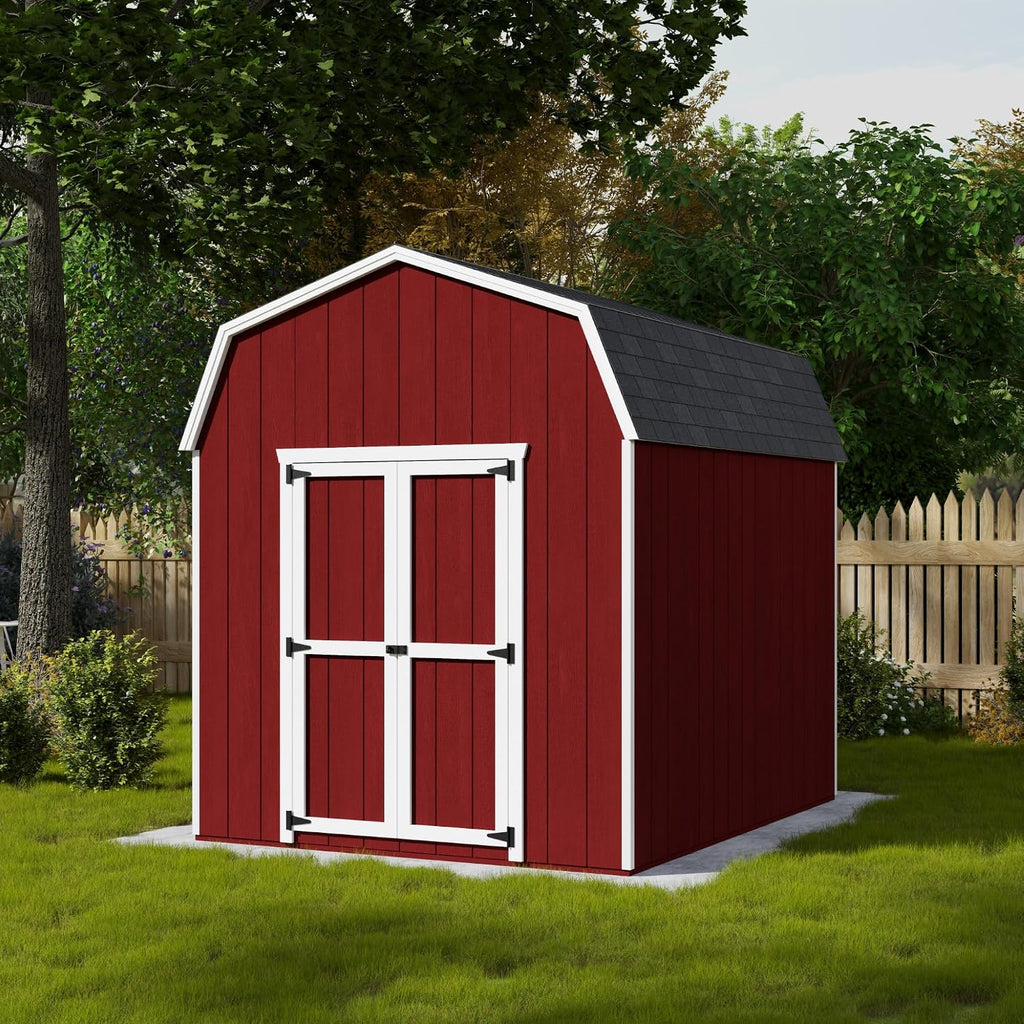 Little Cottage Co. 8x10 Value Gambrel Barn with 6 ft. Sidewalls with Floor, Outdoor Wood Storage Shed Do-It-Yourself Precut Kit