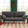 Convertible Futon Sofa Bed,71' Modern Fabric Futon Couch with Adjustable Backrest&Armrest,Small Loveseat Sleeper Sofa,Dorm Futonsofa for Apartment,Living Room,Detachable Cushions,Flint Grey