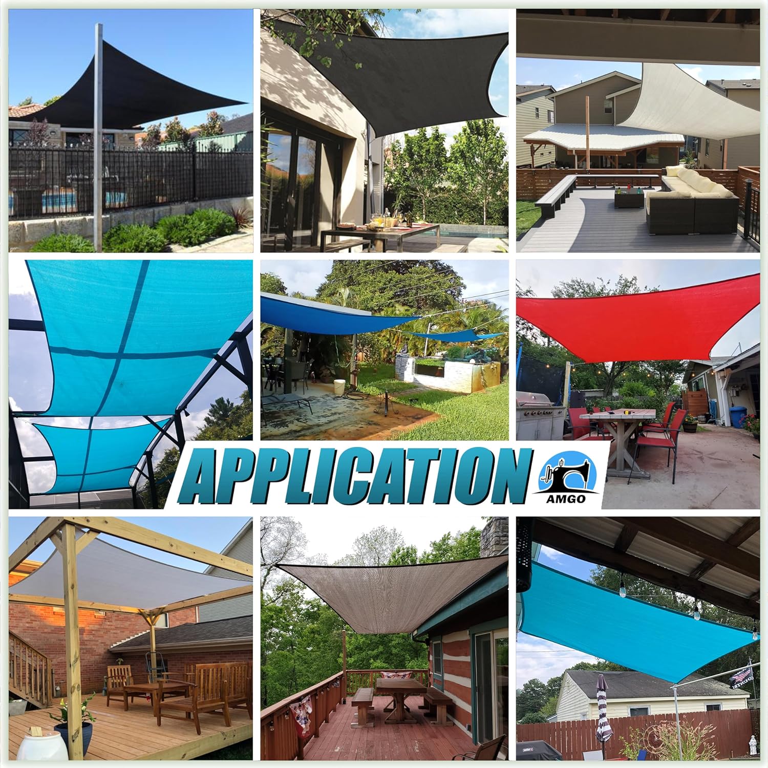 Amgo Custom Size 12' x 14' Grey Rectangle Square Sun Shade Sail UPF50+ AGTAPR0810, Order to Make Canopy Awning, 95% UV Blockage, Water & Air Permeable, Commercial and Residential (We Customize)