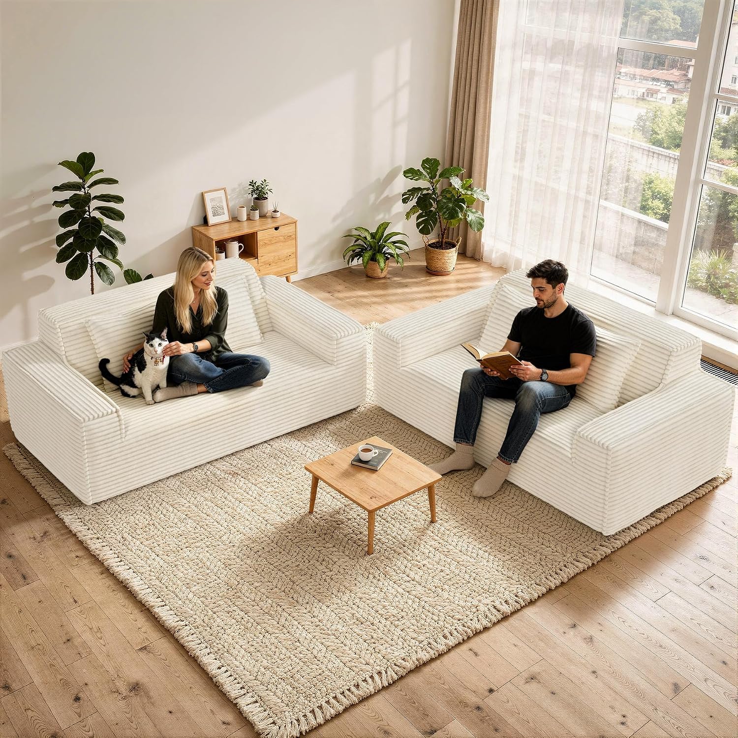 Luxanimarion 75'' Modern Loveseat Sofa, No Assembly Required Comfy Deep Seat Couches 1 pcs for Living Room, Bedroom, Apartment