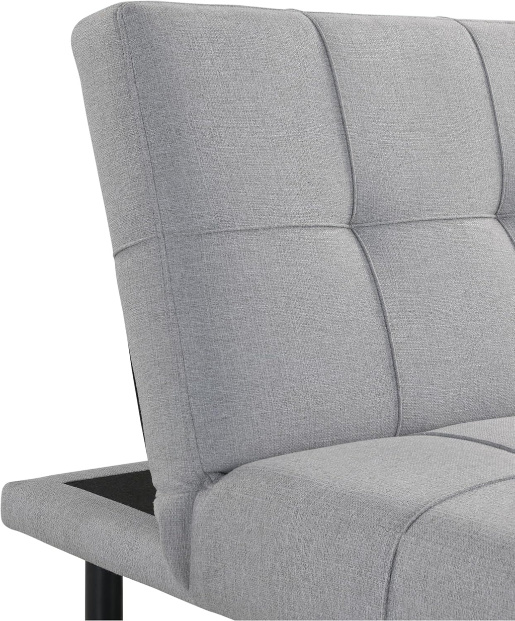 Serta Larken 65' Convertible Futon Sofa, Short Twin Size, Modern, Center Console w/Cup Holders, Dream Coil Comfort, Fingerguard Pinch Point Protection, Soft Woven Polyester Fabric, Light Gray