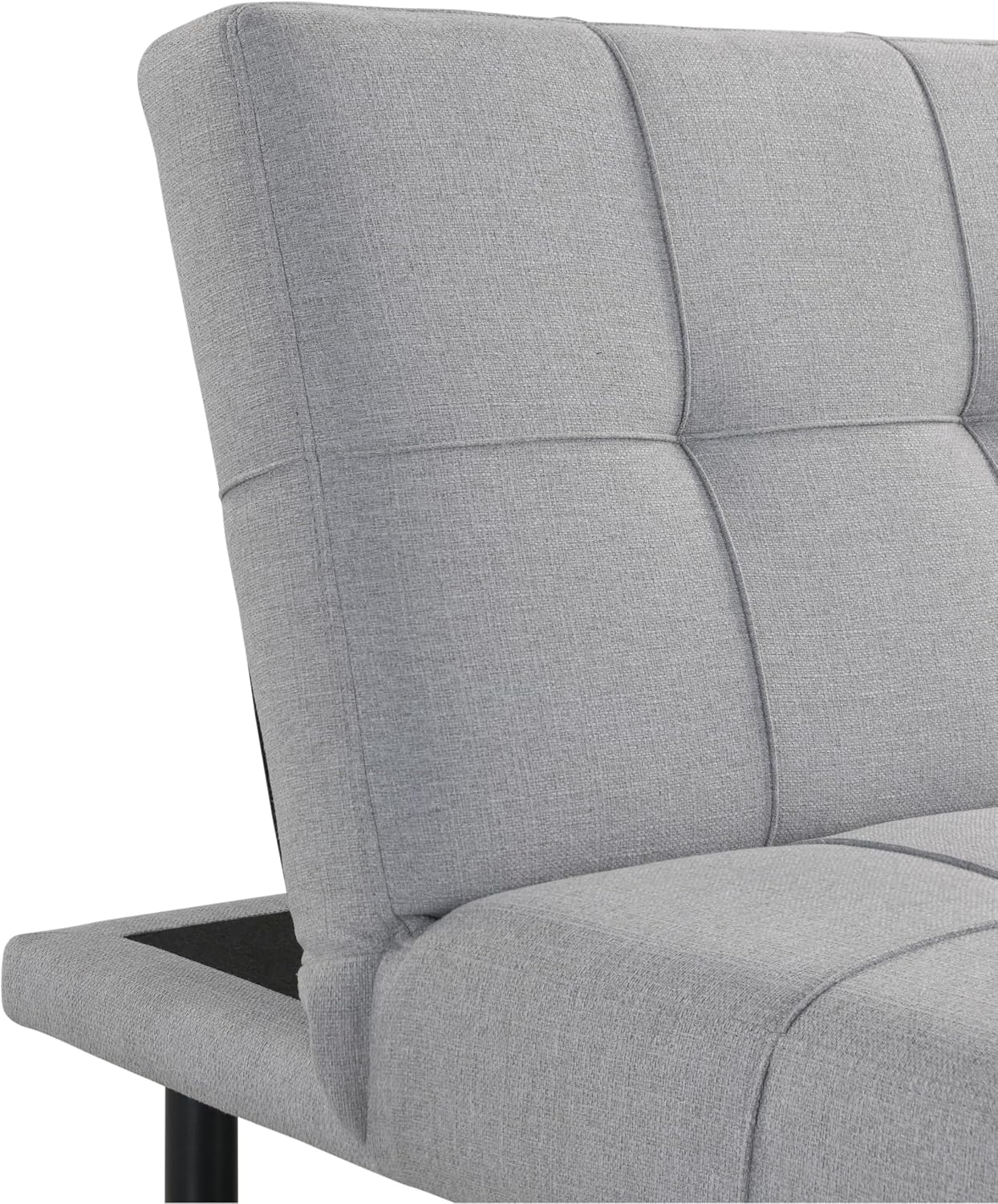 Serta Larken 65' Convertible Futon Sofa, Short Twin Size, Modern, Center Console w/Cup Holders, Dream Coil Comfort, Fingerguard Pinch Point Protection, Soft Woven Polyester Fabric, Light Gray
