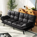 71' Convertible Futon Sofa Bed,Faux Leather Futon Couch Bed,Memory Foam Sleeper Sofa,Modern Folding Small Loveseat for Living Room,Office,Apartment,Matte Black