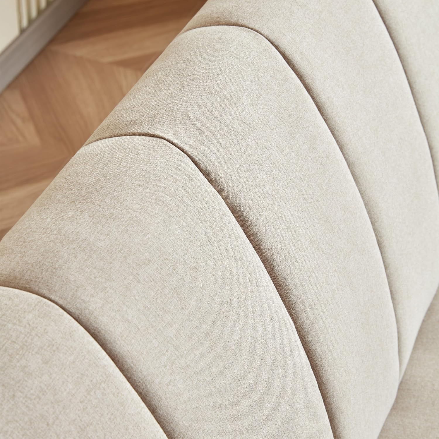 Spatial Order Upholstered Bergen Convertible Futon Sofa Bed, Modern Sofa Couches for Living Room, Small Spaces, Dorm, Apartment, Beige Woven