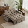 hansones 66' Multi-Functional Pull-Out Sofa Bed with Hidden Side Table, Storage Armrests, Built-in Charging Port, Spring Mattress, Solid Wood Frame – Ideal for Small Spaces, Easy Assembly