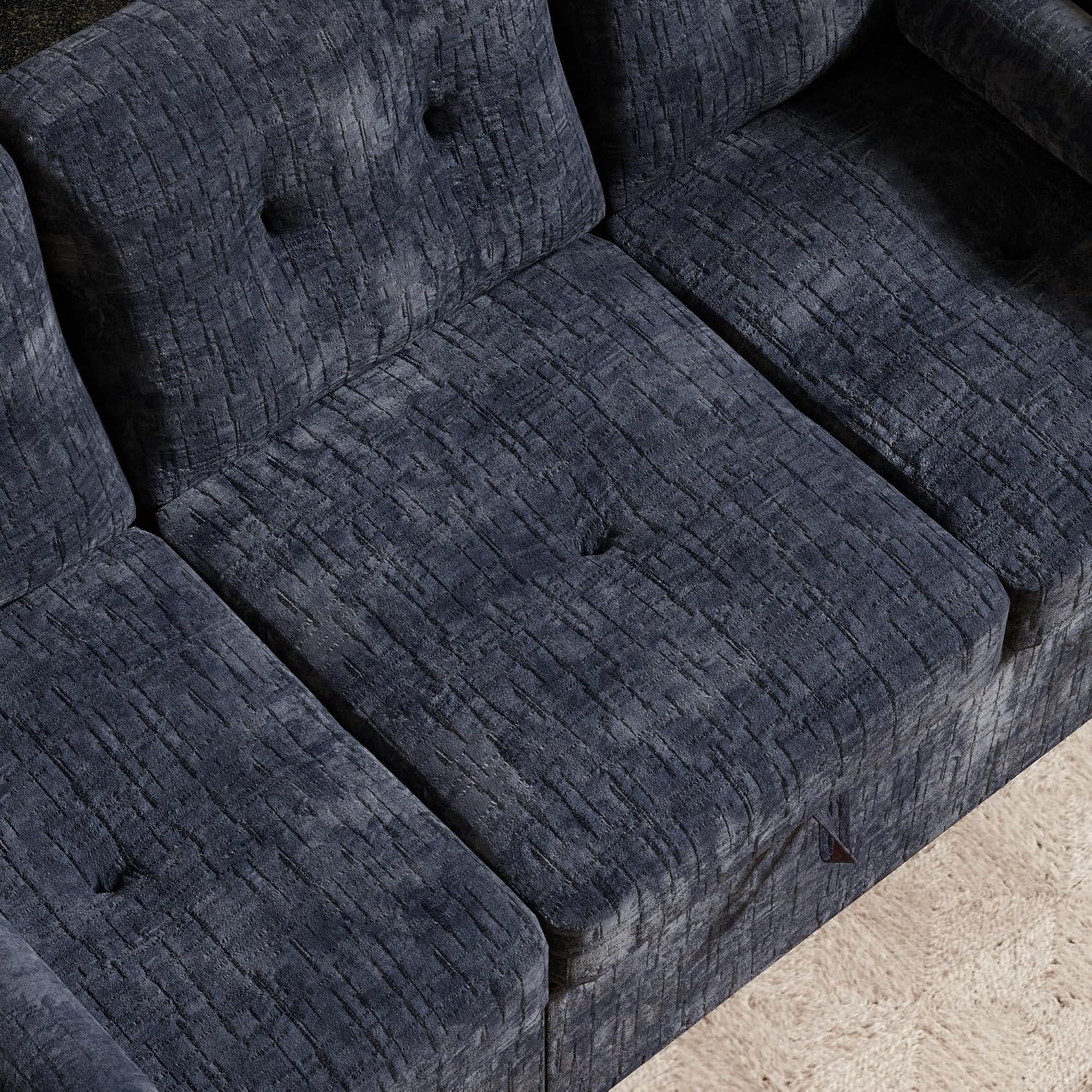 Convertible Sleeper Sofa Bed, 63 Inch Chenille Pull Out Couch with Side Table & Adjustable Backrest, Sectional Sleeper Sofa with Pull Out Bed for Living Room, Apartment, Blue