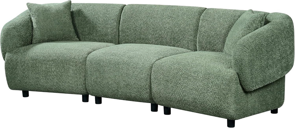 Christopher Knight Home Obito Boucle Upholstered 3-Seater Sofa, Modern Home Sofa Living Room, Wooden Large Upholstered Sofa Couch for Apartment/Home Office, Olive Green