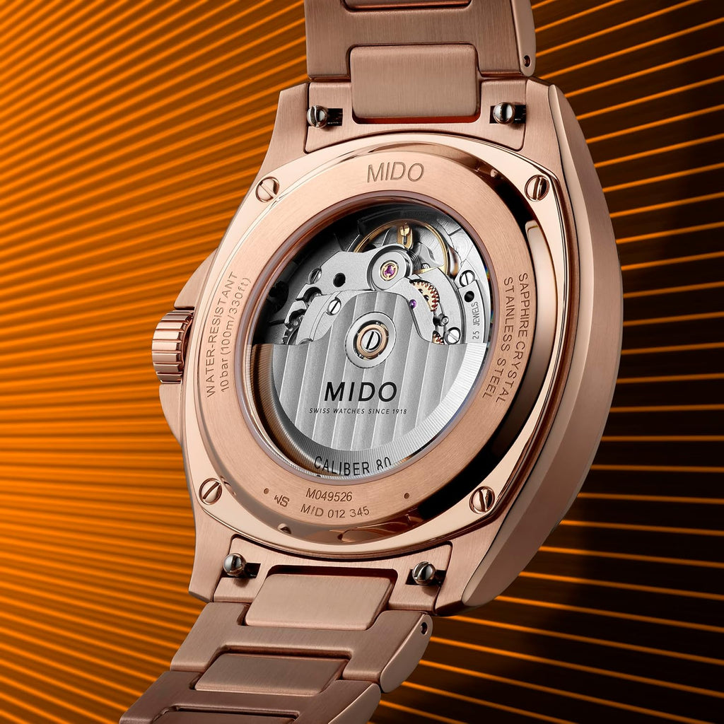 MIDO Multifort TV Big Date - Swiss Automatic Watch for Men - 40mm Case with Transparent Caseback