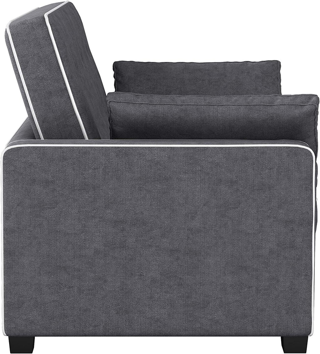 Serta Ainsley 66.5' Convertible Sleeper Loveseat, Full Size, Dreamcoil Comfort, Soft Woven Fabric, Charcoal
