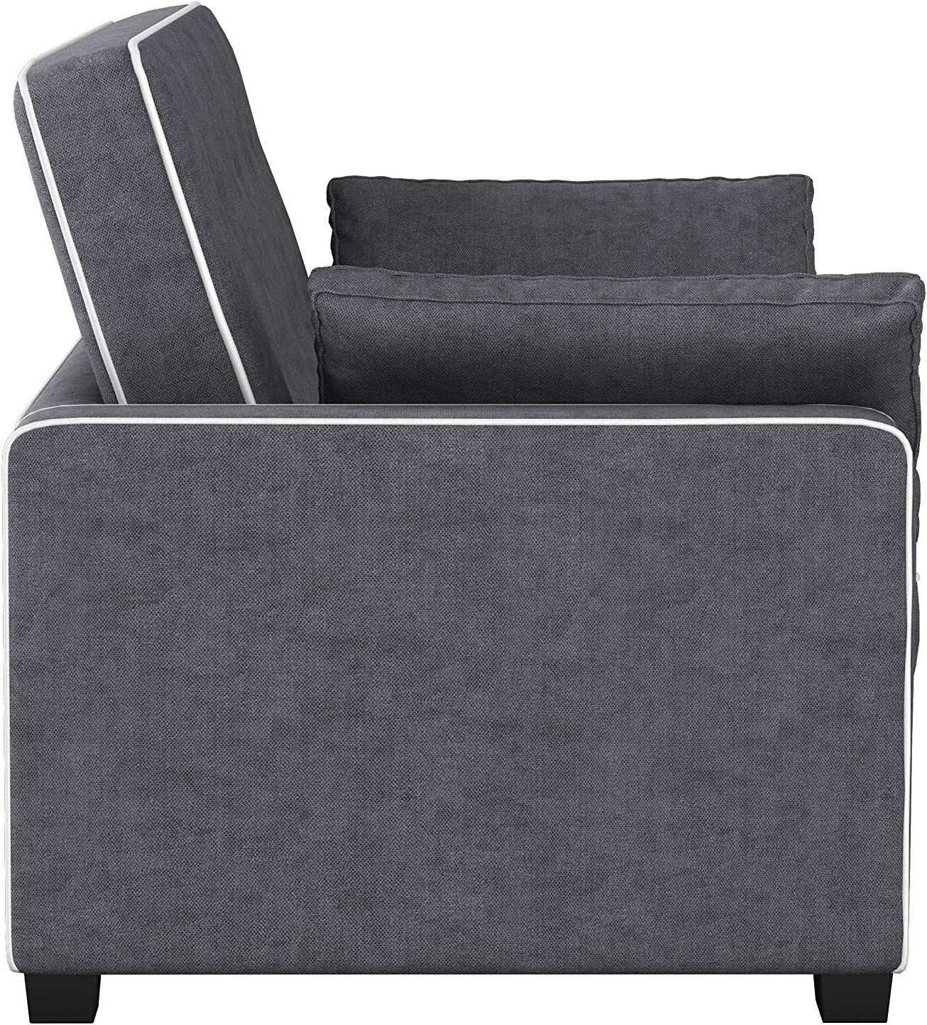Serta Ainsley 66.5' Convertible Sleeper Loveseat, Full Size, Dreamcoil Comfort, Soft Woven Fabric, Charcoal