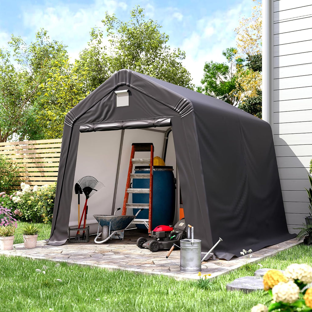 10' x 10' Outdoor Portable Storage Shed,Heavy Duty Portable Garage with Roll-up Zipper Door, Storage Shelter Shed for Generator, Vehicles,Motorcycle