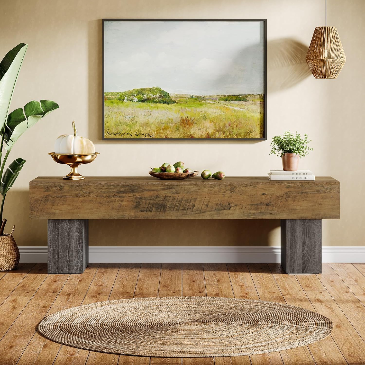Tribesigns 63' TV Stand, Farmhouse Entertainment Center, Low TV Console Table for Living Room, Long Media Console Television Stands for 55/60/65 Inch TV